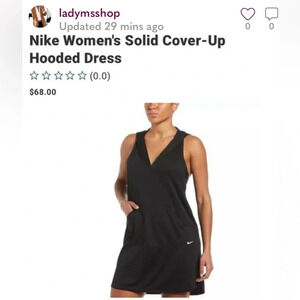 Nike Athletic Cover-Up Hooded Dress Tennis/Pickleball Black Size Small